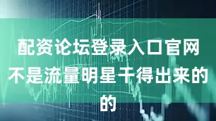 配资论坛登录入口官网不是流量明星干得出来的